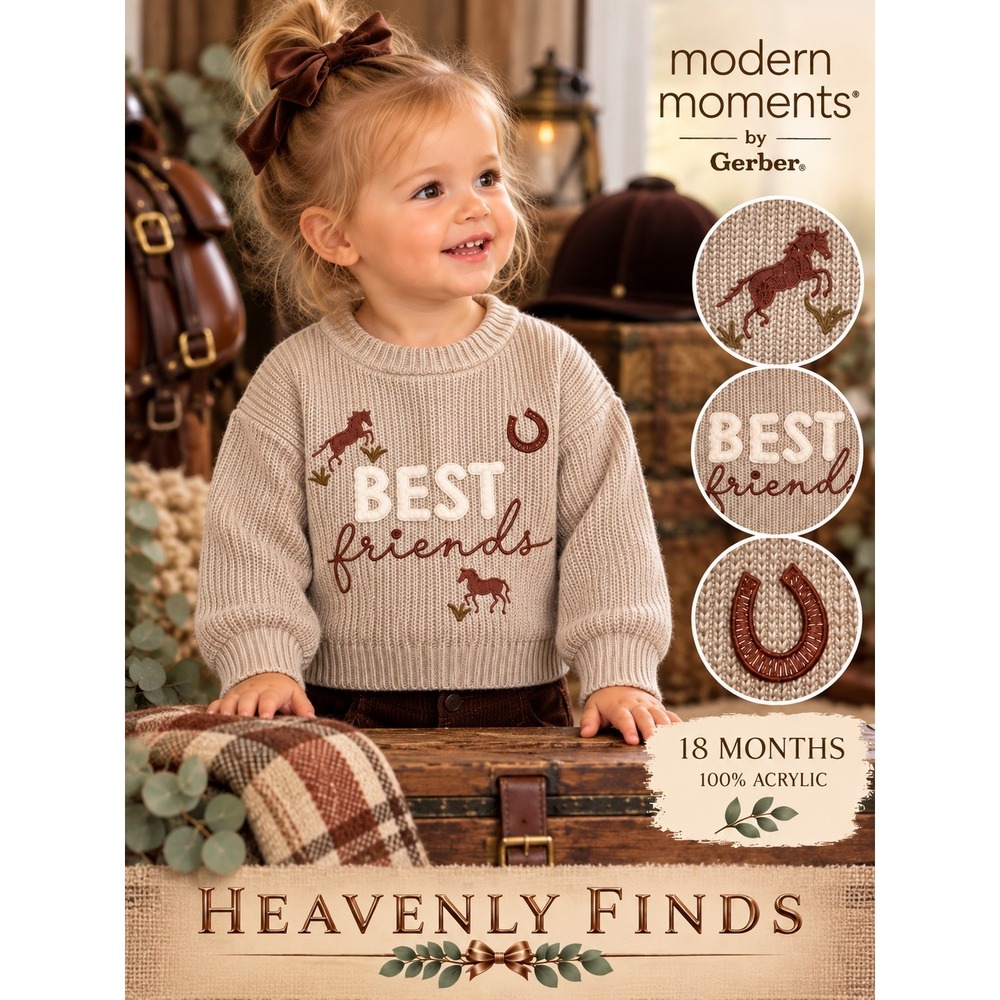 Modern Moments 18M Equestrian Horse Knit Sweater Best Friends 100% Acrylic NWOT
